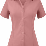 Zeagoo Women's Button Down Shirts Short Sleeve Shirts
