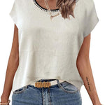 Zeagoo Short Sleeve Sweater Knit Going Out Sweater Tops