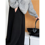 High-waisted Elasticated Casual Straight Trousers