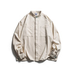 Stand Collar Solid Color Loose Casual Shirt