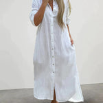 Zeagoo Women's Casual Collar Button Pocket Long Sleeve Shirt Dress