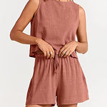 Zeagoo 2 Piece Outfits Sets Sleeveless Crop Top Tank Shorts Sets