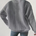 Zeagoo Cable Knit Drop Shoulder Sweatshirt