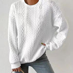 Zeagoo Cable Knit Drop Shoulder Sweatshirt