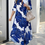 Zeagoo Women's Button Down Shirt Dress Summer V Neck 3/4 Sleeve Casual Loose Dresses