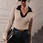 Zeagoo Bell Sleeve Lapel Sweater