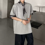 Detachable Leopard-Print Silk Scarf T-shirt