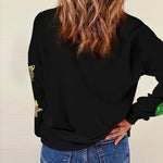 Zeagoo Black Sequined Christmas Graphic Pullover Sweatshirt