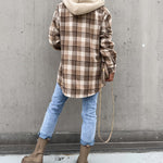 Zeagoo Button Down Plaid Print Hoodies Shirt Jacket
