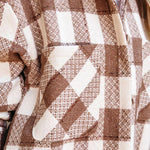 Zeagoo Brushed Plaid Shirts Long Sleeve Flannel Lapel Button Down Shacket Jacket with Pockets