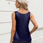 Zeagoo Silk Satin Tank Tops Scoop Neck Sleeveless Tops