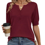 Zeagoo Casual V Neck Short Sleeve Knit Sweater (US Only)