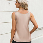 Zeagoo Silk Satin Tank Tops for Women Scoop Neck Sleeveless Tops