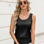 Zeagoo Silk Satin Tank Tops Scoop Neck Sleeveless Tops