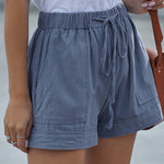Zeagoo Casual Elastic Waist Drawstring Pocketed Loose Shorts Pants