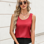 Zeagoo Silk Satin Tank Tops Scoop Neck Sleeveless Tops
