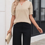 Zeagoo Casual V Neck Short Sleeve Knit Sweater (US Only)