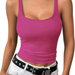 Zeagoo 2 Packs Womens Ribbed Tank Tops Square Neck Tops