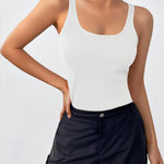 Zeagoo 2 Packs Womens Ribbed Tank Tops Square Neck Tops