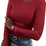 Zeagoo Langarmshirt Damen Rundhals Basic T-Shirt