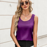 Zeagoo Silk Satin Tank Tops Scoop Neck Sleeveless Tops