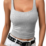 Zeagoo 2 Packs Womens Ribbed Tank Tops Square Neck Tops