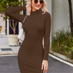 Zeagoo Bodycon Dress Elegant Turtleneck Long Sleeve Dress (DE Only)