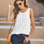 Zeagoo Blouse Top Chiffon T-Shirt Sleeveless Crew Neck Tops (DE Only)
