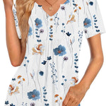 Zeagoo Tunic Tops V Neck Loose Fit Short Sleeve Shirt (DE Only)