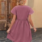 Zeagoo Button Down Flutter Sleeve Cotton Linen Dress with Pockets