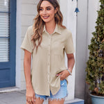 Zeagoo Button Down Shirt Bust Pocket Short Sleeve Blouses