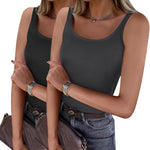 Zeagoo 2 Packs Womens Ribbed Tank Tops Square Neck Tops