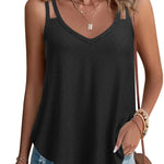 Zeagoo Flowy Strap Eyelet Embroidery Sleeveless Casual Tank Top