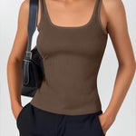 Zeagoo 2 Packs Womens Ribbed Tank Tops Square Neck Tops