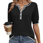 Zeagoo Casual V Neck Short Sleeve Knit Sweater (US Only)