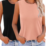 Zeagoo 2 Pack Casual Crewneck Sleeveless T Shirts