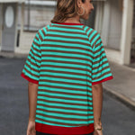 Zeagoo Women Striped T Shirts Oversized Short Sleeve Tops