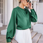 Women's Silk Button Down Shirts V Neck Long Sleeve Casual Work Office Blouse Top - Zeagoo (Us Only)