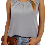 Zeagoo Blouse Top Chiffon T-Shirt Sleeveless Crew Neck Tops (DE Only)