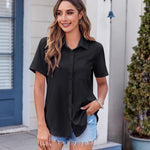 Zeagoo Button Down Shirt Bust Pocket Short Sleeve Blouses