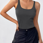 Zeagoo 2 Packs Womens Ribbed Tank Tops Square Neck Tops