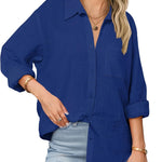 Zeagoo Linen Button Down Shirts  Long Sleeve Cotton Gauze Tops