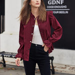 Women Corduroy Shirts Long Sleeve Button Down Shacket Jacket Ruffle Blouses Top S-XXL - Zeagoo (Us Only)