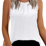 Zeagoo Blouse Top Chiffon T-Shirt Sleeveless Crew Neck Tops (DE Only)