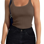Zeagoo 2 Packs Womens Ribbed Tank Tops Square Neck Tops