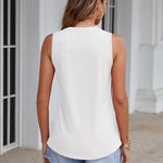 Zeagoo Tank Tops Pleated V Neck Floral Solid Loose Fit Tops