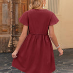 Zeagoo Button Down Flutter Sleeve Cotton Linen Dress with Pockets