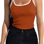 Zeagoo 2 Packs Womens Ribbed Tank Tops Square Neck Tops
