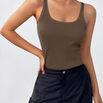 Zeagoo 2 Packs Womens Ribbed Tank Tops Square Neck Tops