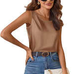Zeagoo Satin Top Women's Elegant Silk Top Basic Blouse (DE Only)